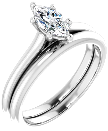 Sužadėtuvių Žiedas „Solitaire“ 585 Baltojo Aukso Marquise 8mm x 4mm (6)