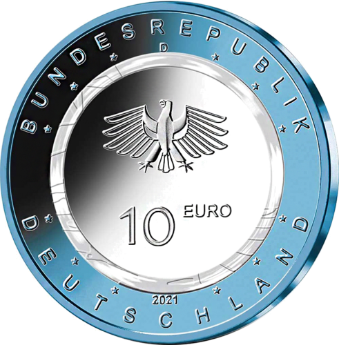 2021 Vokietija Ant Vandens 10 eurų polimerinė moneta (2)