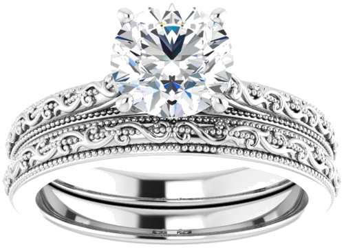 14K White  7 mm Round Solitaire Engagement Ring Mounting (8)