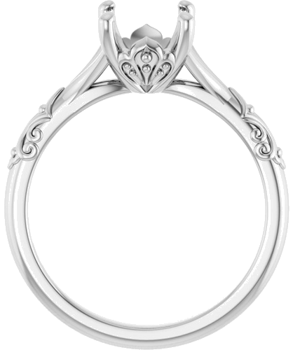 Sužadėtuvių Žiedas „Solitaire Split Shank“ 585 Baltojo Aukso Oval 9mm x 7mm (2)