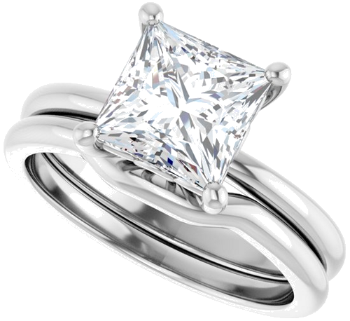 14K X1 White 7 mm Square Solitaire Engagement Ring Mounting (10)