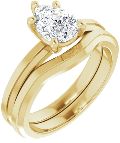 Sužadėtuvių Žiedas „Solitaire“ 585 Geltonojo Aukso Pear Shape 8mm x 6mm (6)