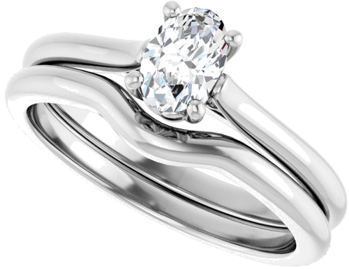 Sužadėtuvių Žiedas „Solitaire“ 585 Baltojo Aukso Oval 6mm x 4mm (10)