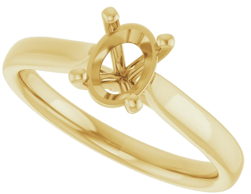 Sužadėtuvių Žiedas „Solitaire“ 585 Geltonojo Aukso Oval 7mm x 5mm (5)