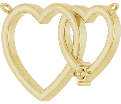 14K Yellow 2 mm Round 1-Stone Interlocking Heart Necklace Center (2)