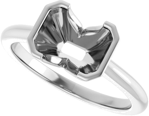 14K White 8x6 mm Emerald Solitaire Engagement Ring Mounting (5)