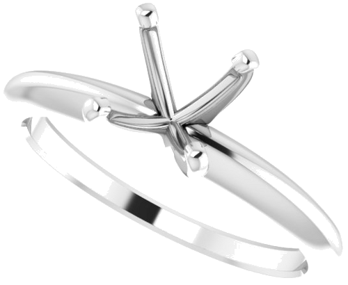 14K White 6.6-7.2 mm Round 4-Prong Comfort-fit Solitaire Ring Mounting (5)