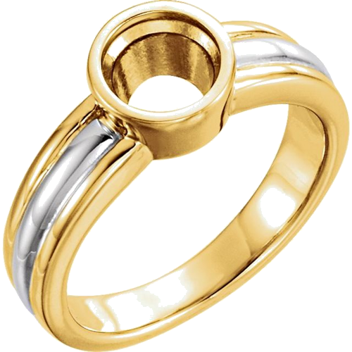 Sužadėtuvių Žiedas „Bezel-Set Solitaire“ 585 Baltojo Ir Geltonojo Aukso Round 7mm (1)