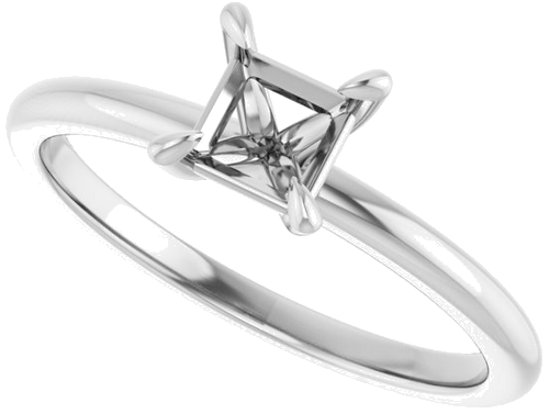 14K White  4.5x4.5 mm Square Solitaire Engagement Ring Mounting (5)