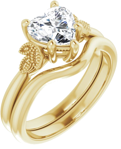 14K Yellow 7x7 mm Heart Solitaire Engagement Ring Mounting (6)