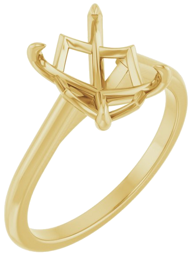 14K Yellow 9x7 mm Emerald Solitaire Engagement Ring Mounting (1)