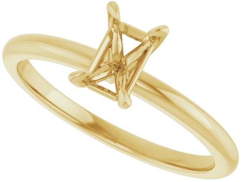 14K Yellow  6x4 mm Emerald Solitaire Engagement Ring Mounting (5)