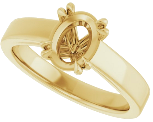 Sužadėtuvių Žiedas „Solitaire“ 585 Geltonojo Aukso Oval 8mm x 6mm (5)