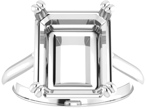 Platinum 12x10 mm Emerald Solitaire Engagement Ring Mounting (3)