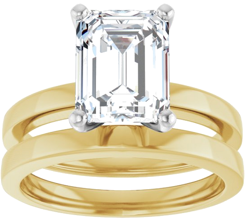 14K Yellow White 9x7 mm Emerald Solitaire Engagement Ring Mounting (8)