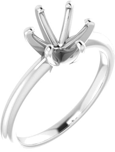 14K White  7.4 mm Round Solitaire Engagement Ring Mounting (1)