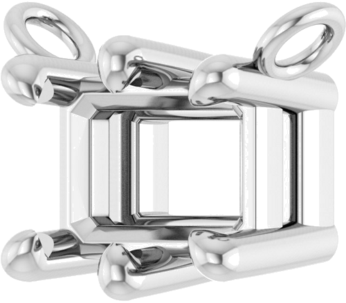 14K White 6x4 mm Emerald 6-Prong Necklace Center (2)