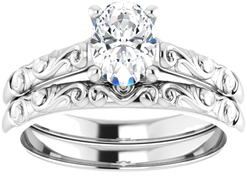 14K White 7x5 mm Oval Solitaire Engagement Ring Mounting (7)