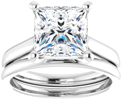 Sužadėtuvių Žiedas „Solitaire“ 585 Baltojo Aukso Square 8mm (8)