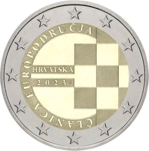 2023 Kroatija Prisijungimas prie euro zonos 2 eurų moneta BU kortelėje (2)