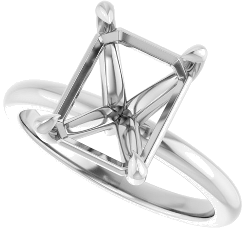 14K White 10x8 mm Emerald Solitaire Engagement Ring Mounting (5)