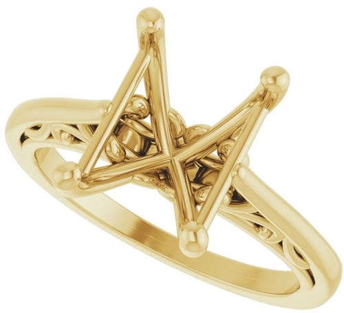 14K Yellow 10x8 mm Emerald Solitaire Engagement Ring Mounting (5)