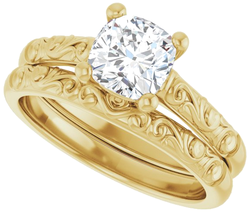 14K Yellow 6 mm Cushion Solitaire Engagement Ring Mounting (10)