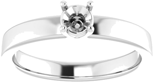 14K White 4.1 mm Round Solitaire Engagement Ring Mounting (3)