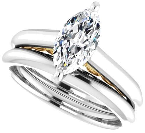 Sužadėtuvių Žiedas „Solitaire“ 585 Baltojo Ir Geltonojo Aukso Marquise 10mm x 5mm (10)