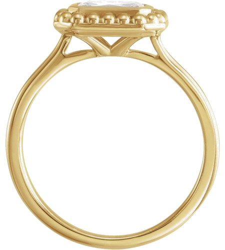 14K Yellow 7x5 mm Emerald Beaded Engagement Ring Mounting with Bead Blast Finish (2)