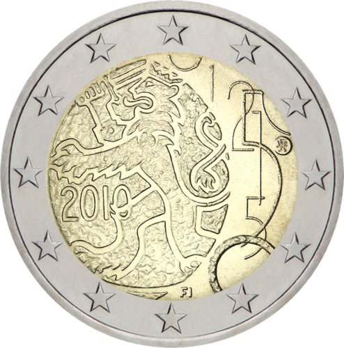 2010 Финляндия 150-летие введения в Финляндии собственной валюты монета 2 евро (1)