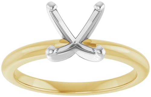 14K Yellow   White  8 mm Round Solitaire Engagement Ring Mounting (3)