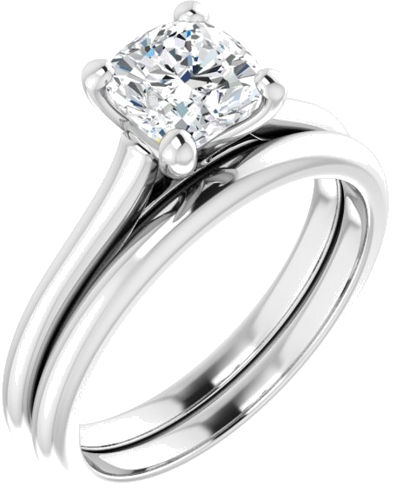 14K White 6 mm Cushion Solitaire Engagement Ring Mounting (6)