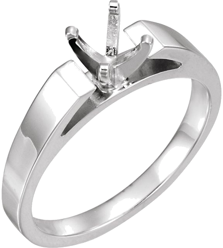 14K White 6.5 mm Round Engagement Ring Mounting (1)