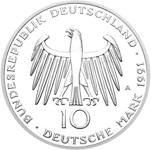 10 Mark Brandenburg Gate 1991 Germany Silver Coin (2)