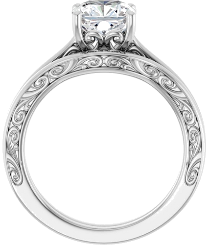 14K White  7 mm Cushion Solitaire Engagement Ring Mounting (7)