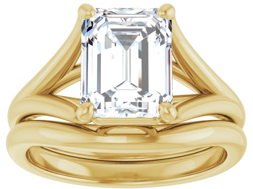 Sužadėtuvių Žiedas „Solitaire“ 585 Geltonojo Aukso Emerald 9mm x 7mm (8)