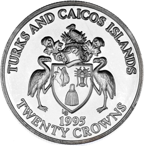 1995 Turks and Caicos Islands US and Russian Troops meeting Silver Coin (1)