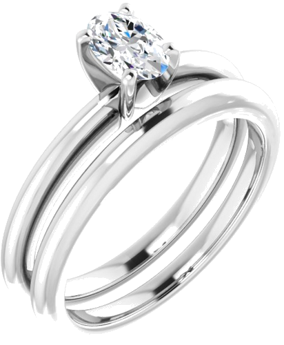 14K White  6x4 mm Oval Solitaire Engagement Ring Mounting (6)