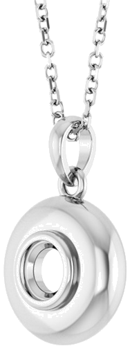 Sterling Silver 4 mm Round Bezel-Set Puffy 16-18  Necklace  Mounting (2)