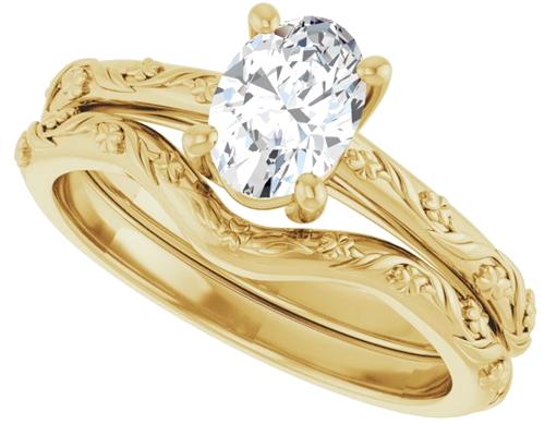 Sužadėtuvių Žiedas „Solitaire“ 585 Geltonojo Aukso Oval 7mm x 5mm (10)