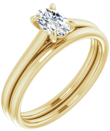 Sužadėtuvių Žiedas „Solitaire“ 585 Geltonojo Aukso Oval 6mm x 4mm (6)