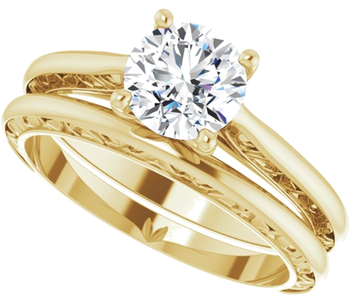 14K Yellow 6.5 mm Round Solitaire Engagement Ring Mounting (10)