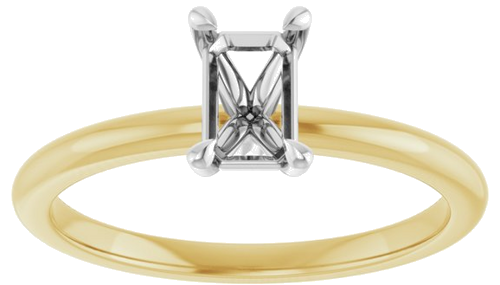 Sužadėtuvių Žiedas 585 Baltojo Ir Geltonojo Aukso Emerald 6mm x 4mm (3)