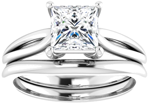 14K White 6 mm Square Engagement Ring Mounting (8)