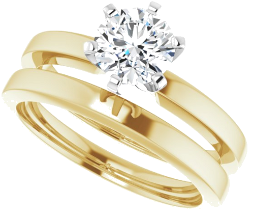 14K Yellow White 6 mm Round Solitaire Engagement Ring Mounting (10)