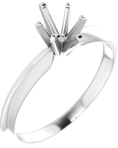14K White 6.5x4.5 mm Oval 6-Prong Solitaire Engagement Ring Mounting (1)