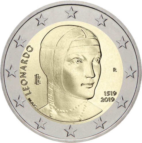 2019 Italija Leonardo Da Vinči 2 eurų moneta (1)