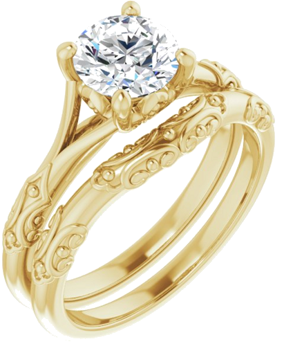 14K Yellow 6.5 mm Round Solitaire Engagement Ring Mounting (6)