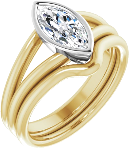14K Yellow   White 10x5 mm Marquise Engagement Ring Mounting (6)